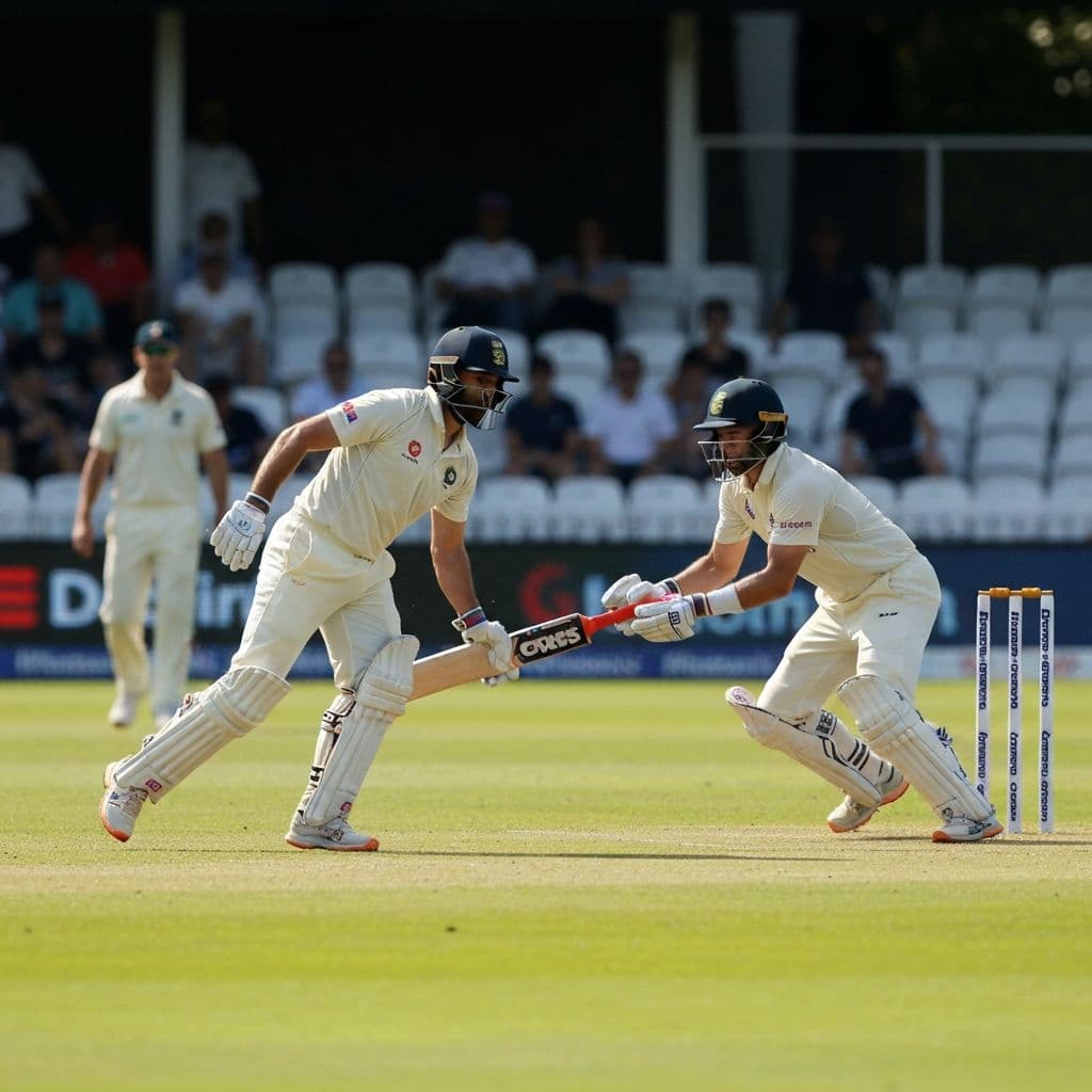 Cricket players in action